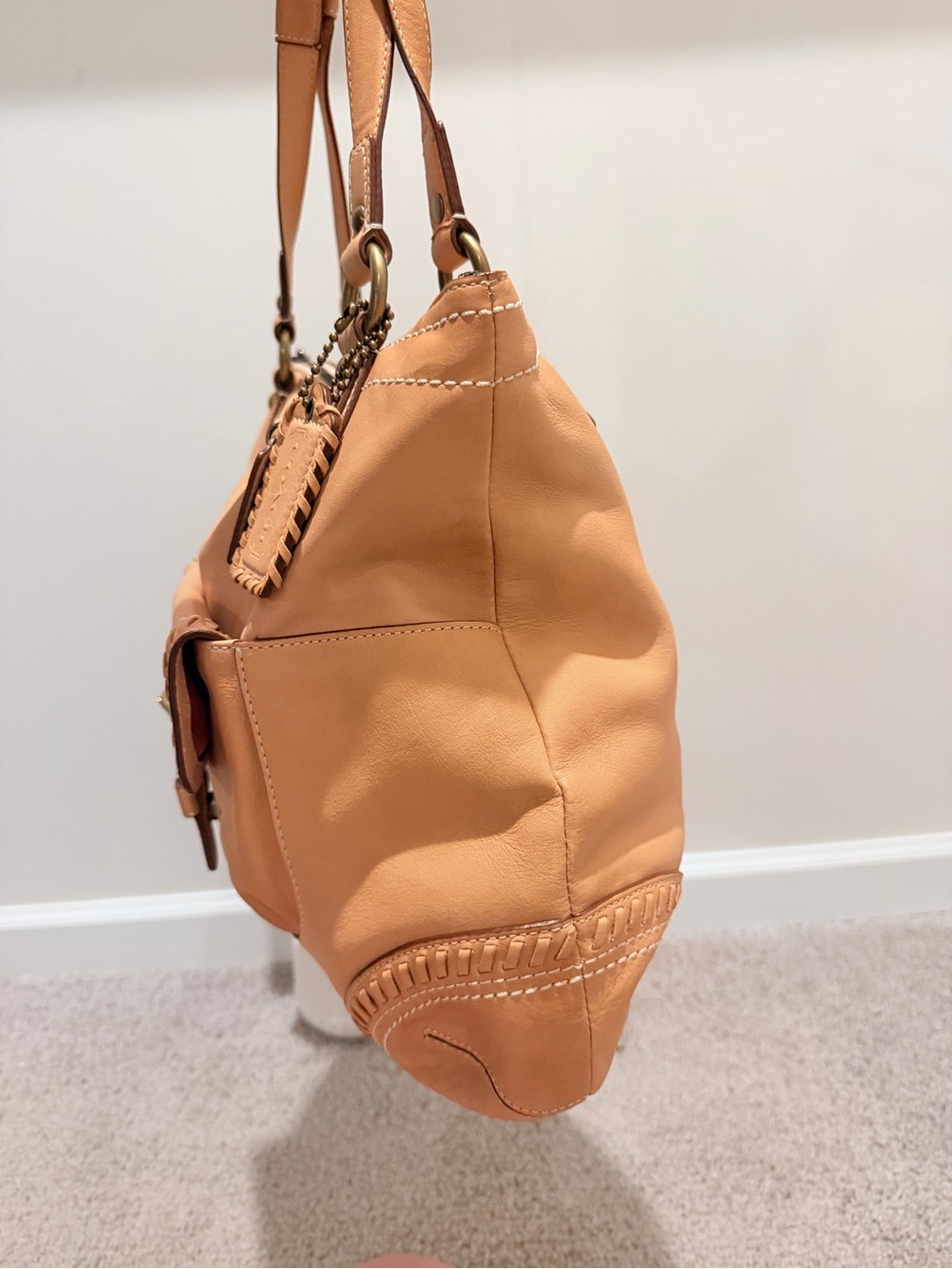 Coach Poppy Whipstitch Leather Hobo Tote Bag - Picture 7 of 17